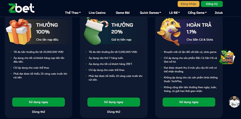 Khuyến mãi ZBET 100% khi bạn nạp đến 20 triệu đồng